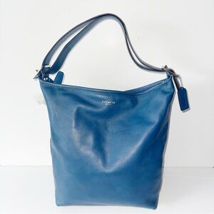 NEW COACH LEGACY LEATHER DUFFLE BAG COBALT BLUE HOBO CROSSBODY SHOULDER 19893